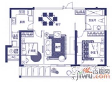 万象城悦府2室1厅1卫90㎡户型图