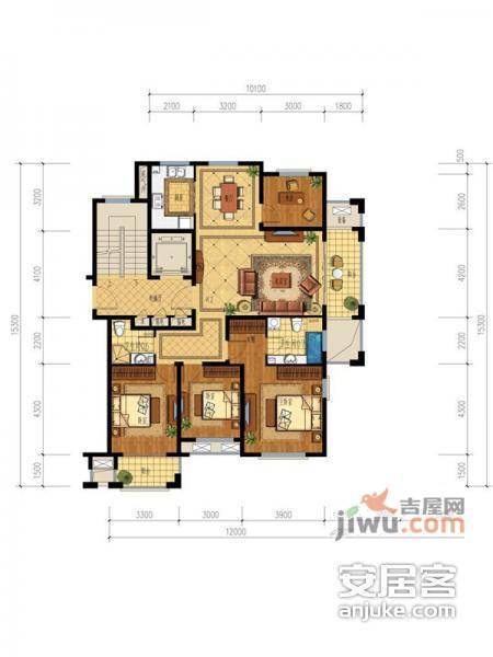 翡翠湾3室2厅2卫136㎡户型图