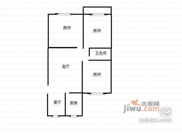 贡院2室2厅1卫74㎡户型图