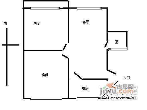 贡院2室2厅1卫74㎡户型图