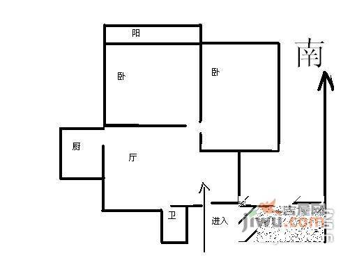 贡院2室1厅1卫55㎡户型图