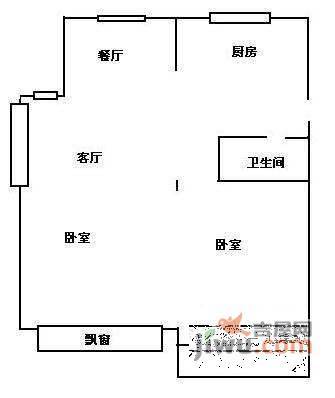 浦沿公寓2室2厅1卫60㎡户型图