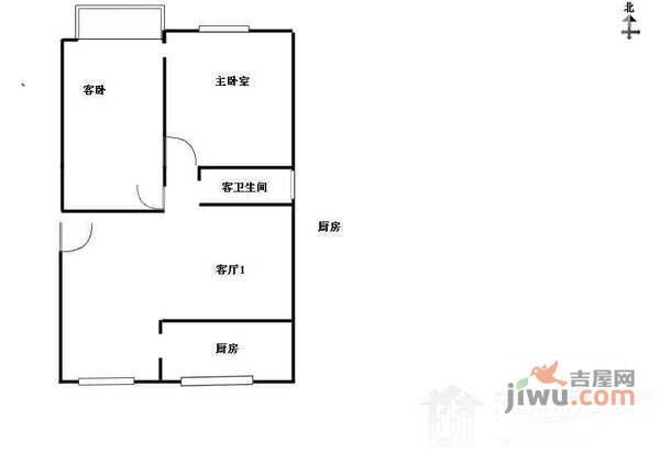 远东新月公寓1室1厅1卫48㎡户型图