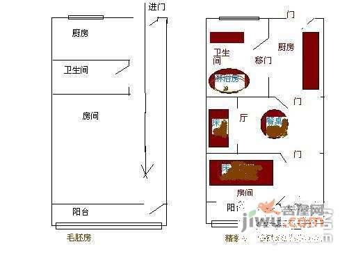 小河路385号小区1室1厅1卫户型图