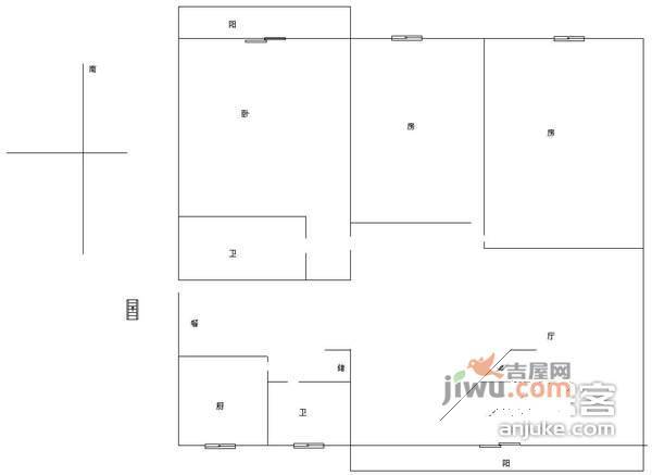 仁寿山小区3室2厅2卫130㎡户型图