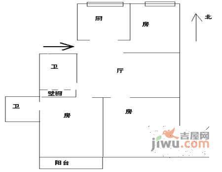 华龙温泉公寓3室1厅1卫户型图