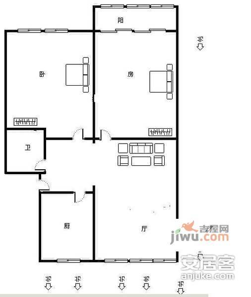 柳浪东苑2室1厅1卫户型图