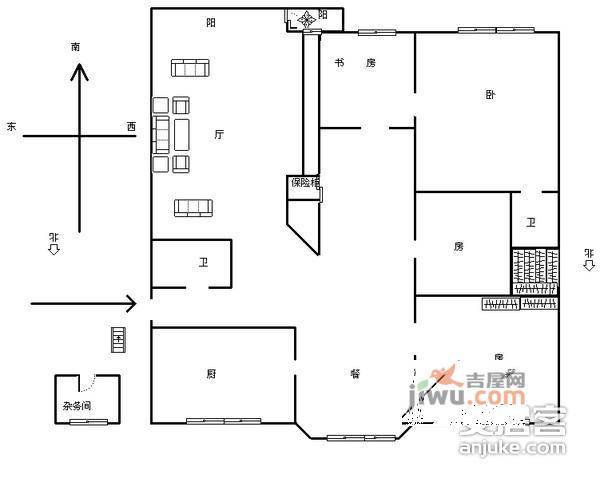 山水人家彩云天4室2厅2卫170㎡户型图