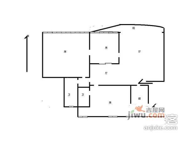 锦花苑3室2厅1卫111㎡户型图