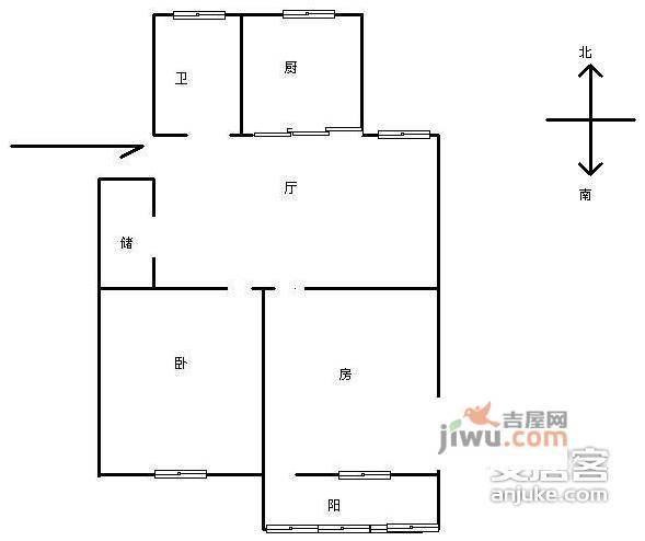 大关南二苑2室1厅1卫68㎡户型图