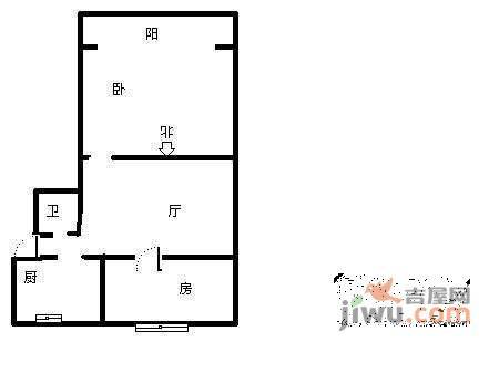 遥祥寺巷小区2室1厅1卫64㎡户型图