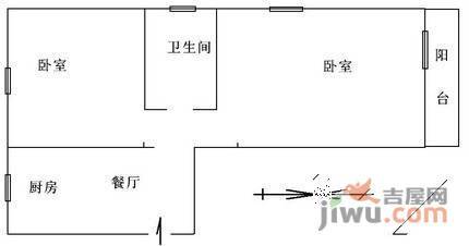 兴隆东村2室1厅1卫56㎡户型图