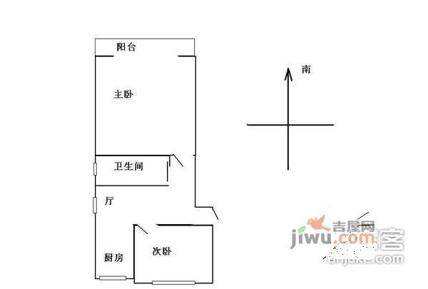 钱江四苑东区2室1厅1卫100㎡户型图