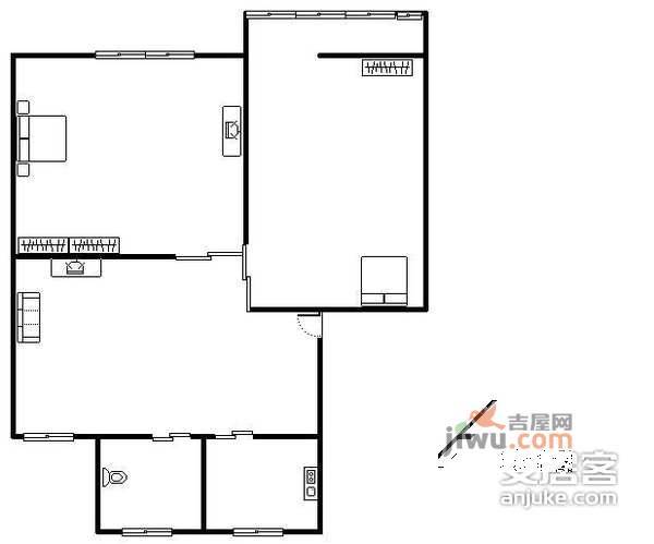 秋涛路小区2室1厅1卫57㎡户型图