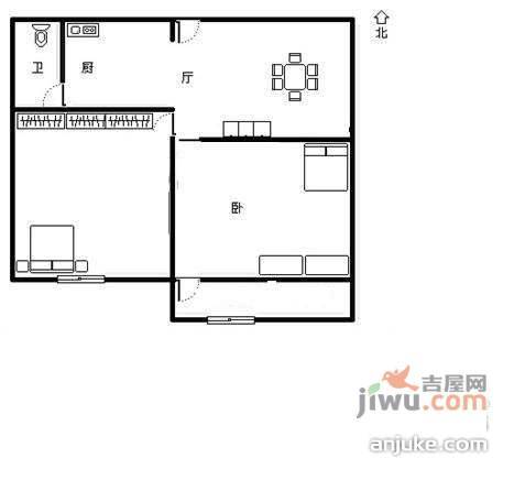 健康公寓2室2厅1卫户型图