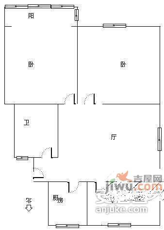 健康公寓2室2厅1卫户型图