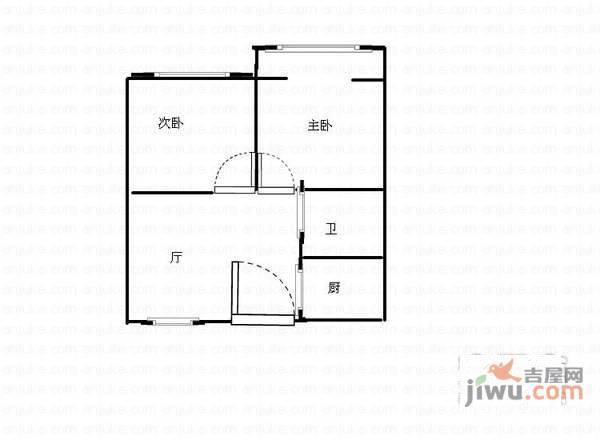 保安桥河下小区2室1厅1卫66㎡户型图