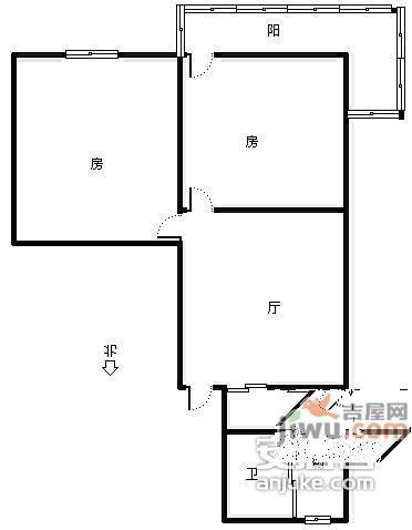 惠民路小区2室1厅1卫66㎡户型图