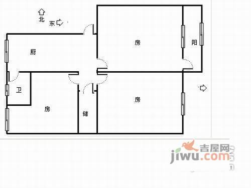 惠民路小区2室1厅1卫66㎡户型图