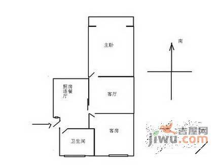 浙大新村2室1厅1卫58㎡户型图