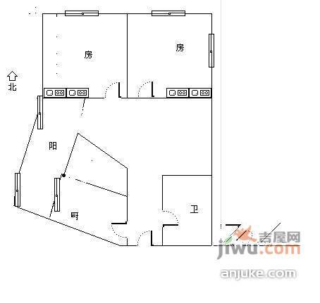 通江桥高层小区2室1厅1卫73㎡户型图