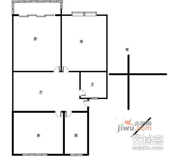 钱江七苑2室2厅1卫126㎡户型图