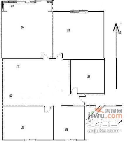 武林公寓3室2厅1卫95㎡户型图