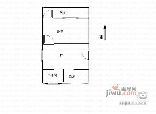 环北新村1室1厅1卫38㎡户型图