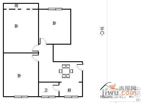 环北新村3室1厅1卫户型图