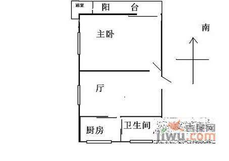 环北新村1室1厅1卫38㎡户型图