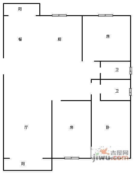 五月香山3室2厅2卫150㎡户型图