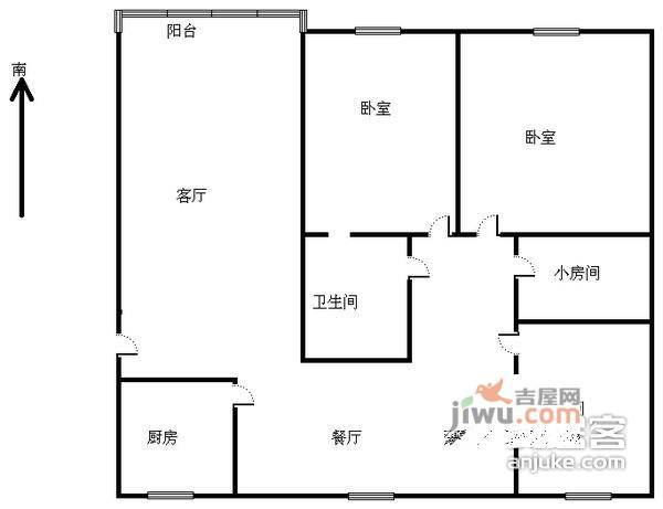 东方公寓3室2厅2卫139㎡户型图