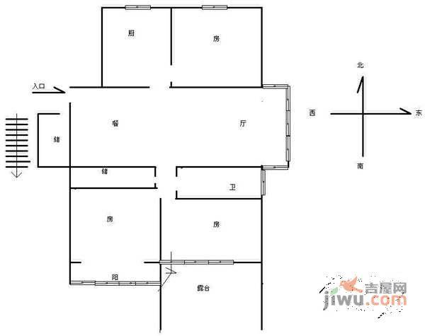 中北花园3室2厅2卫123㎡户型图