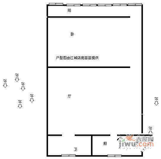 抚宁巷小区1室1厅1卫37㎡户型图