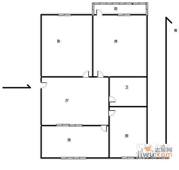 文一路小区3室1厅1卫78㎡户型图