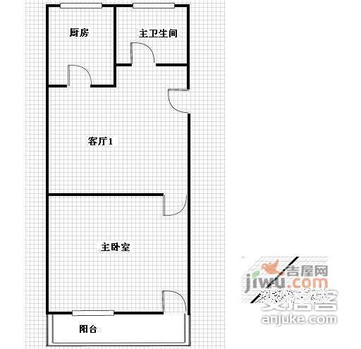 思敬里1室1厅1卫33㎡户型图