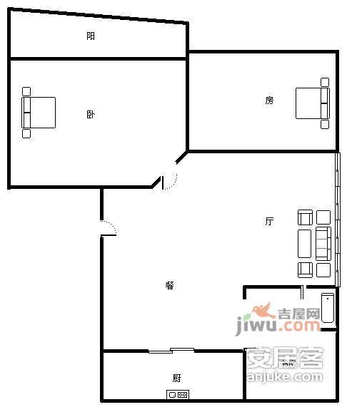 华门世家2室2厅1卫72㎡户型图