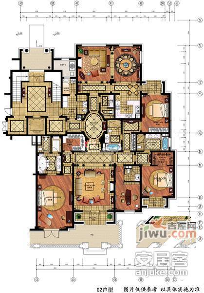 绿城留庄5室2厅4卫350㎡户型图