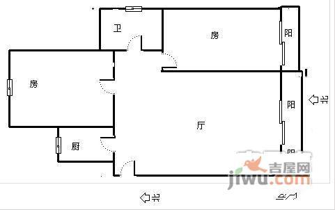 新绿园2室1厅1卫89㎡户型图