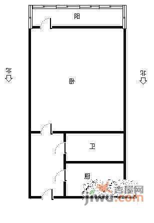 万科金色城品2室1厅1卫46㎡户型图