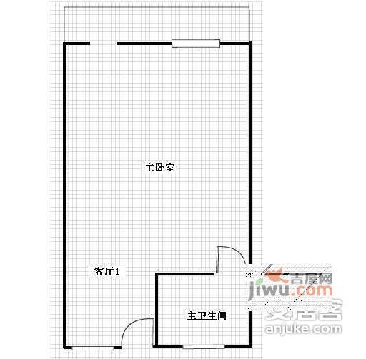 万科金色城品1室1厅1卫42㎡户型图