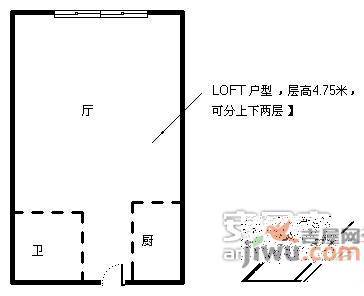 万科金色城品1室1厅2卫户型图