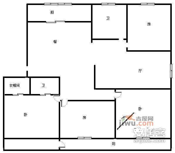 盛雅公寓3室2厅2卫113㎡户型图