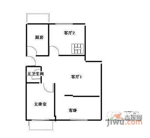 四季名门城市公寓2室2厅1卫98㎡户型图