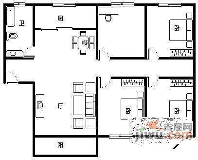 星洲花园万黛兰居4室2厅2卫118㎡户型图