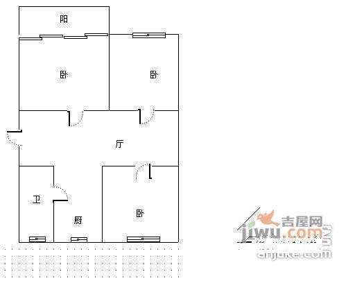 明月公寓2室2厅1卫84㎡户型图