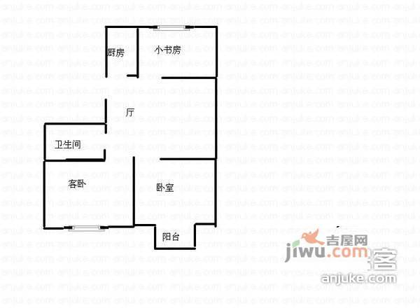 罗马公寓3室1厅1卫户型图