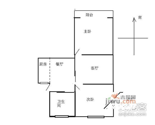 凤起桥河下2室1厅1卫79㎡户型图