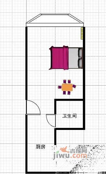 一方大厦小区1室1厅1卫33㎡户型图