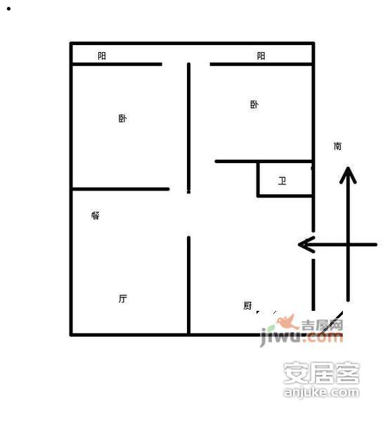 天水巷小区2室1厅1卫66㎡户型图